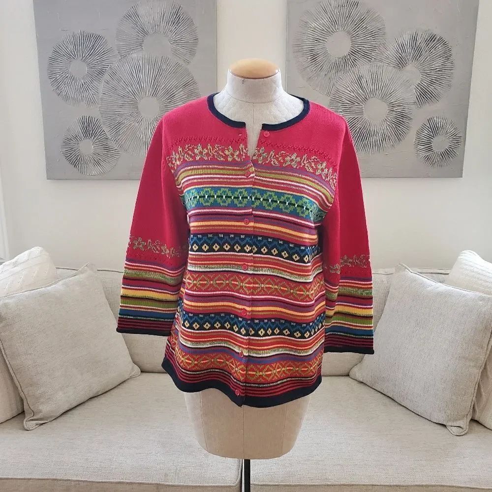 Evan Picone 3/4 Sleeve Cardigan sz Lg